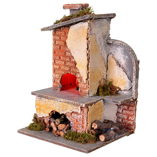 Oven with light effect for 10-12 cm Neapolitan Nativity Scene, 20x15x10 cm 2