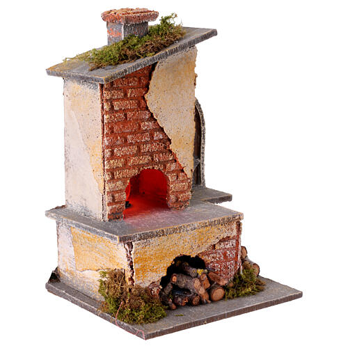 Oven with light effect for 10-12 cm Neapolitan Nativity Scene, 20x15x10 cm 3