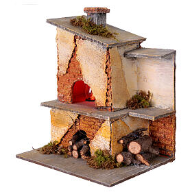 Oven with light effect for 12 cm Neapolitan Nativity Scene, 20x18x15 cm