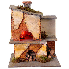 Forno 12 cm presépio napolitano efeito luz 20x18x15 cm