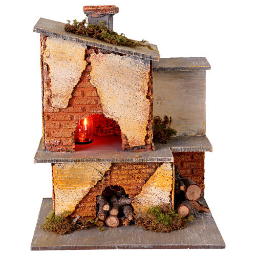 Forno 12 cm presépio napolitano efeito luz 20x18x15 cm 1