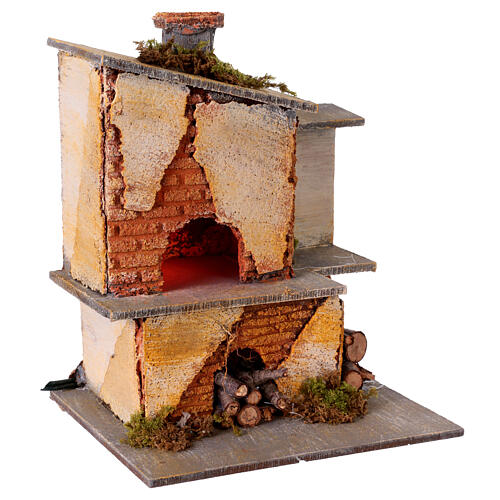 Forno 12 cm presépio napolitano efeito luz 20x18x15 cm 3