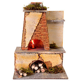 Oven scene for 14 cm Neapolitan Nativity, light effect, 20x15x15 cm