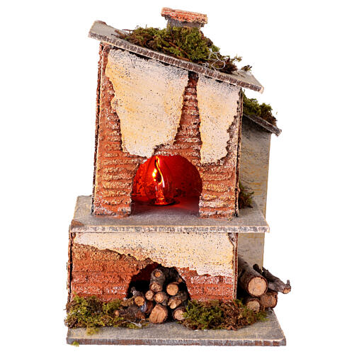 Flame effect light oven for Neapolitan Nativity Scene 10-12 cm, 20x15x10 cm 1