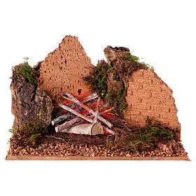 Fireplace for 6 cm Neapolitan Nativity Scene, 10x20x15 cm