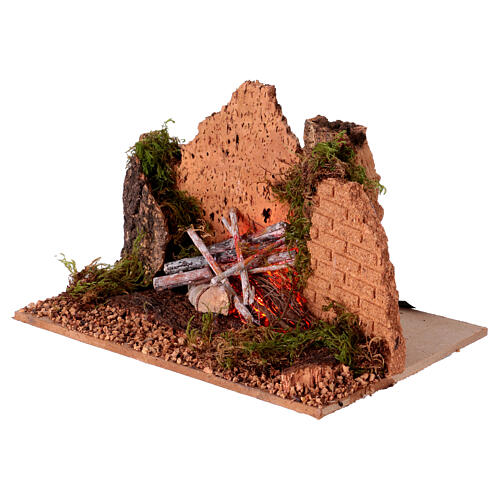 Fireplace for 6 cm Neapolitan Nativity Scene, 10x20x15 cm 2