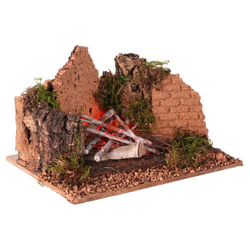 Fireplace for 6 cm Neapolitan Nativity Scene, 10x20x15 cm 3