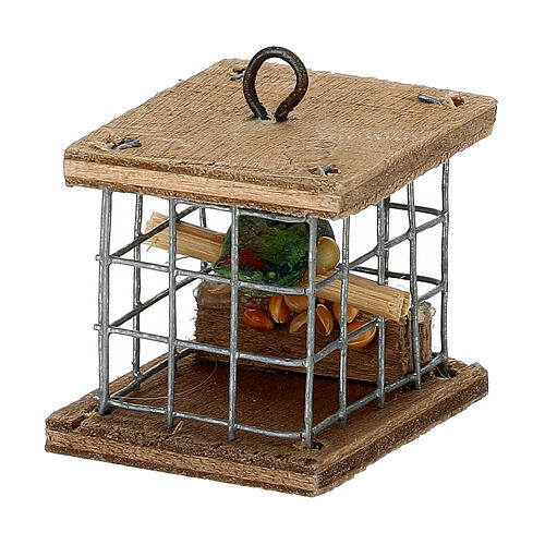 Gabbietta uccellino 3x3x2 cm presepe da 8 cm 3