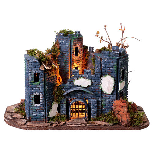 Castle with 3 towers, 18th-century style, for Neapolitan Nativity Scene with 5 cm figures, 25x30x45 cm 1