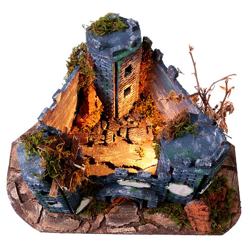 Castle with 3 towers, 18th-century style, for Neapolitan Nativity Scene with 5 cm figures, 25x30x45 cm 2