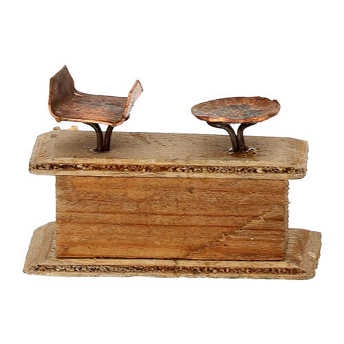 Waage mit zwei Schalen, Krippenzubehör, neapolitanische Krippe, für 10 cm Krippe – 3 cm 3
