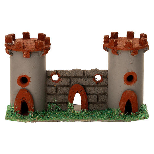 Burg mit zwei Türmen, Krippenzubehör, für 6 cm Krippe – 8 × 15 × 5 cm 1