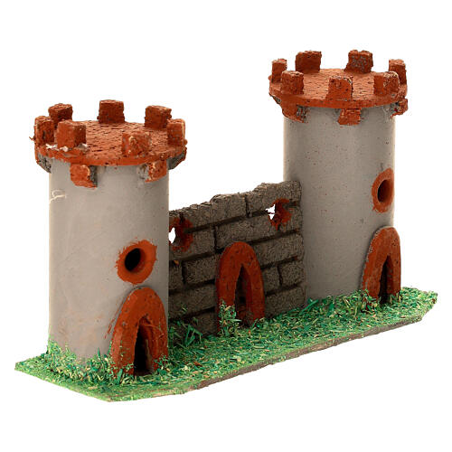 Burg mit zwei Türmen, Krippenzubehör, für 6 cm Krippe – 8 × 15 × 5 cm 2
