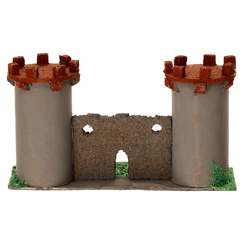 Château deux tours crèche 6 cm 8x15x5 cm 3