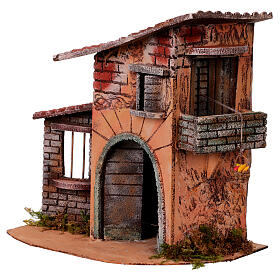 Single house with animated basket, 30x30x20 cm, for 10-12 cm Neapolitan Nativity Scene