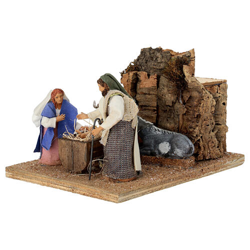 Natività in movimento 15x15x25 cm presepe napoletano 12 cm 4