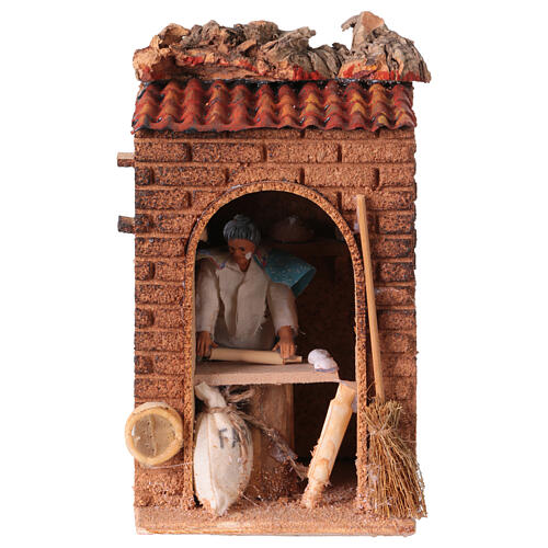 Elderly woman kneading, animated figurine, 20x10x20 cm, for 12 cm Neapolitan Nativity Scene 1