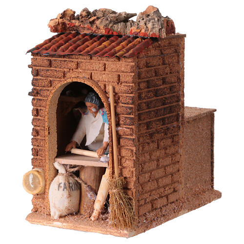 Elderly woman kneading, animated figurine, 20x10x20 cm, for 12 cm Neapolitan Nativity Scene 2