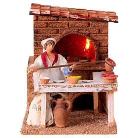 Pizzaiolo figurine with motion for 10 cm Neapolitan Nativity Scene, 15x15x20 cm