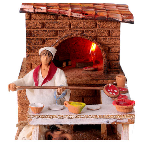 Pizzaiolo figurine with motion for 10 cm Neapolitan Nativity Scene, 15x15x20 cm 2