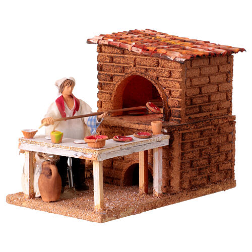 Pizzaiolo figurine with motion for 10 cm Neapolitan Nativity Scene, 15x15x20 cm 3