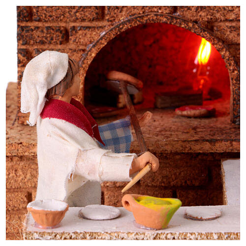 Pizzaiolo figurine with motion for 10 cm Neapolitan Nativity Scene, 15x15x20 cm 4