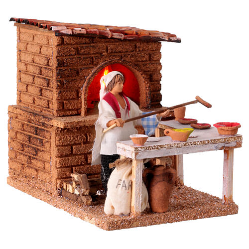 Pizzaiolo figurine with motion for 10 cm Neapolitan Nativity Scene, 15x15x20 cm 5