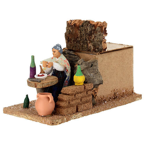 Woman eating with motion for 10 cm Napoletan Nativity Scene, 10x10x20 cm 3