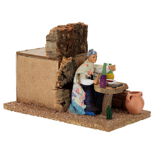Ruchoma figurka kobiety jedzącej, 10 cm, do szopki neapolitańskiej, 10x10x20 cm 2