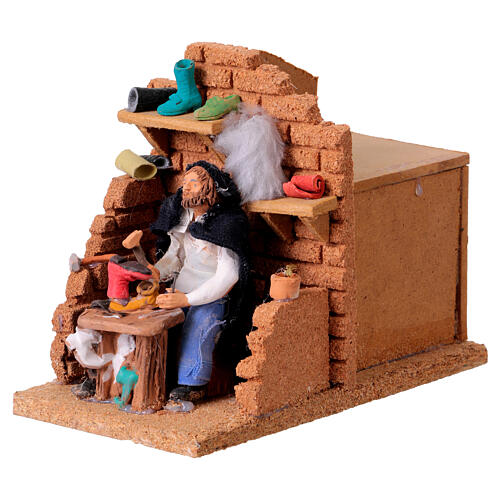 Artisan savetier en mouvement 15x10x20 cm crèche napolitaine 10 cm 2