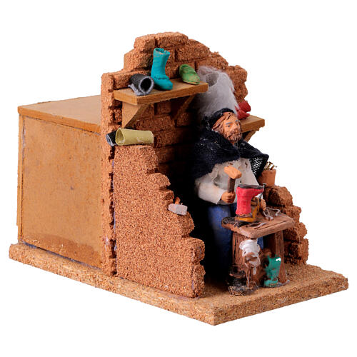 Artigiano ciabattino movimento 15x10x20 cm presepe napoletano 10 cm 3