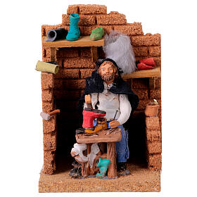 Artisan cobbler animated 15x10x20 cm Neapolitan nativity scene 10 cm