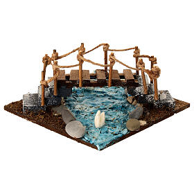 Bridge with swans 10-12 cm Neapolitan nativity scene 8x15x15 cm