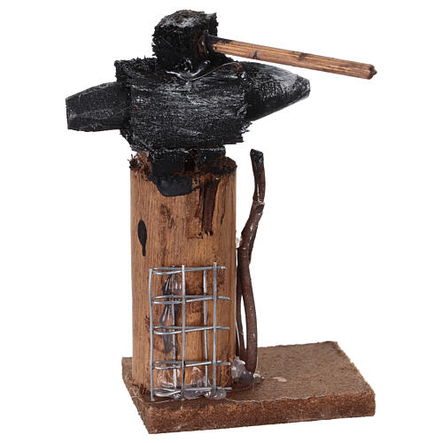 Hackklotz mit Amboss, Krippenzubehör, neapolitanische Krippe, für 10–12 cm Krippe – 4 × 3 × 8 cm 3