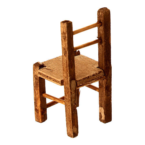 Wooden chair for Neapolitan Nativity Scene, 5.7x2.6x2.6 cm 3