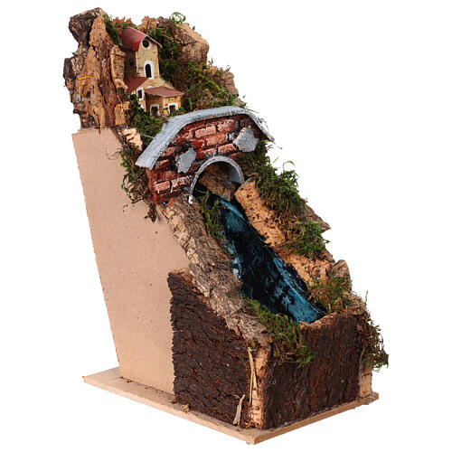 Cascade animée 12x18x27 cm avec pont pour crèche napolitaine 8-10 cm 2