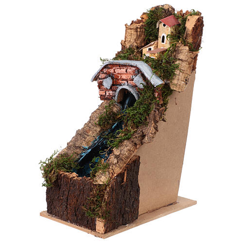 Cascata animada 12x18x27 cm com ponte para Presépio Napolitano 8-10 cm 3