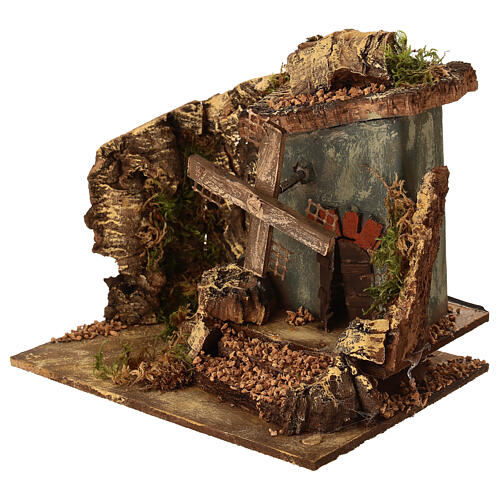 Windmühle als Krippenszene, elektrisch – 15 × 20 × 15 cm, geeignet für eine 8 cm Krippe, neapolitanischer Stil 2