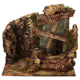 Mill scenography 8 cm Neapolitan nativity scene 15x20x15 cm