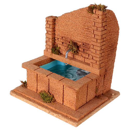 Brunnen-Szenerie aus Holz/Kork – für 10–12-cm-Krippe, neapolitanischer Stil, 20×20×18 cm 2
