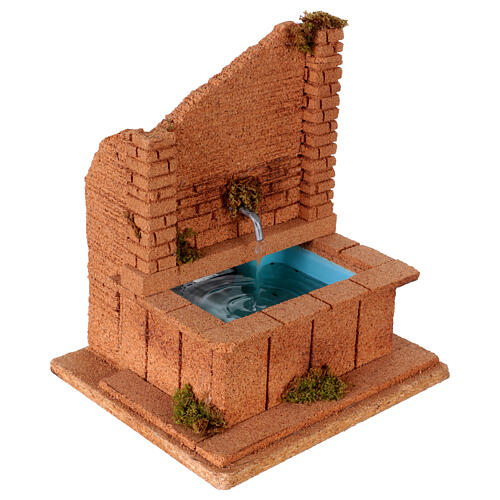 Brunnen-Szenerie aus Holz/Kork – für 10–12-cm-Krippe, neapolitanischer Stil, 20×20×18 cm 3