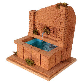 Scena fontana in sughero 10-12 cm presepe napoletano 20x20x18 cm