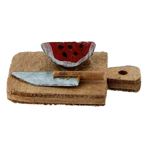 Tagliere con anguria presepe napoletano 10 cm 1