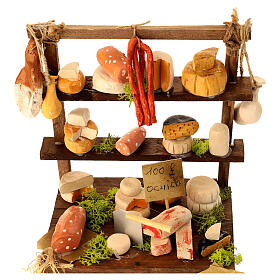 Étalage charcuterie et fromages 30 cm crèche napolitaine 30x20x15 cm