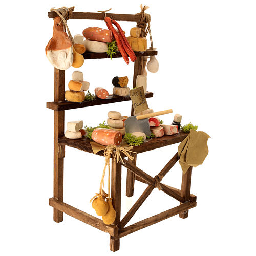 Étalage charcuterie et fromages 30 cm crèche napolitaine 30x20x15 cm 3