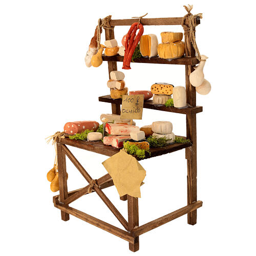 Étalage charcuterie et fromages 30 cm crèche napolitaine 30x20x15 cm 4