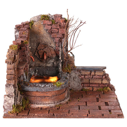 Setting with double jet fountain for 10-12 cm Neapolitan Nativity Scene, 25x30x25 cm 1