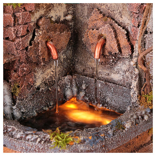 Setting with double jet fountain for 10-12 cm Neapolitan Nativity Scene, 25x30x25 cm 2