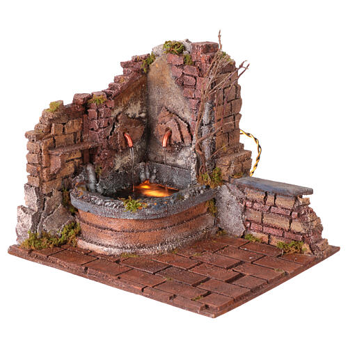 Setting with double jet fountain for 10-12 cm Neapolitan Nativity Scene, 25x30x25 cm 3