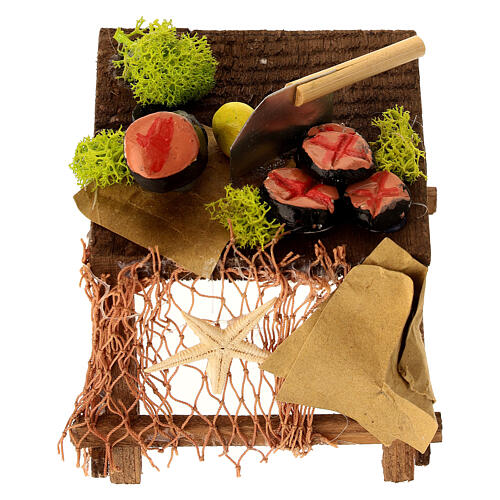 Marktstände mit Fisch aus Terrakotta, 2 Stück, im neapolitanischen Stil, für 14–16 cm Krippe – Krippenzubehör 4